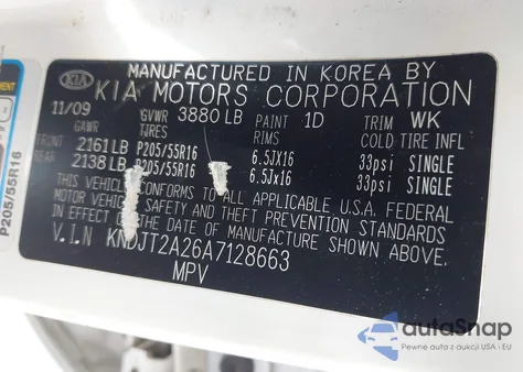 2010 Kia Soul + from USA, damaged, VIN KNDJT2A26A7128663